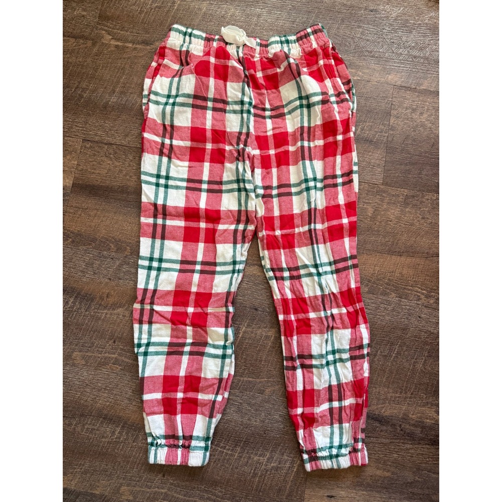 Old Navy Womens Red Green Plaid Flannel Pajama Pants Joggers Size M Holiday